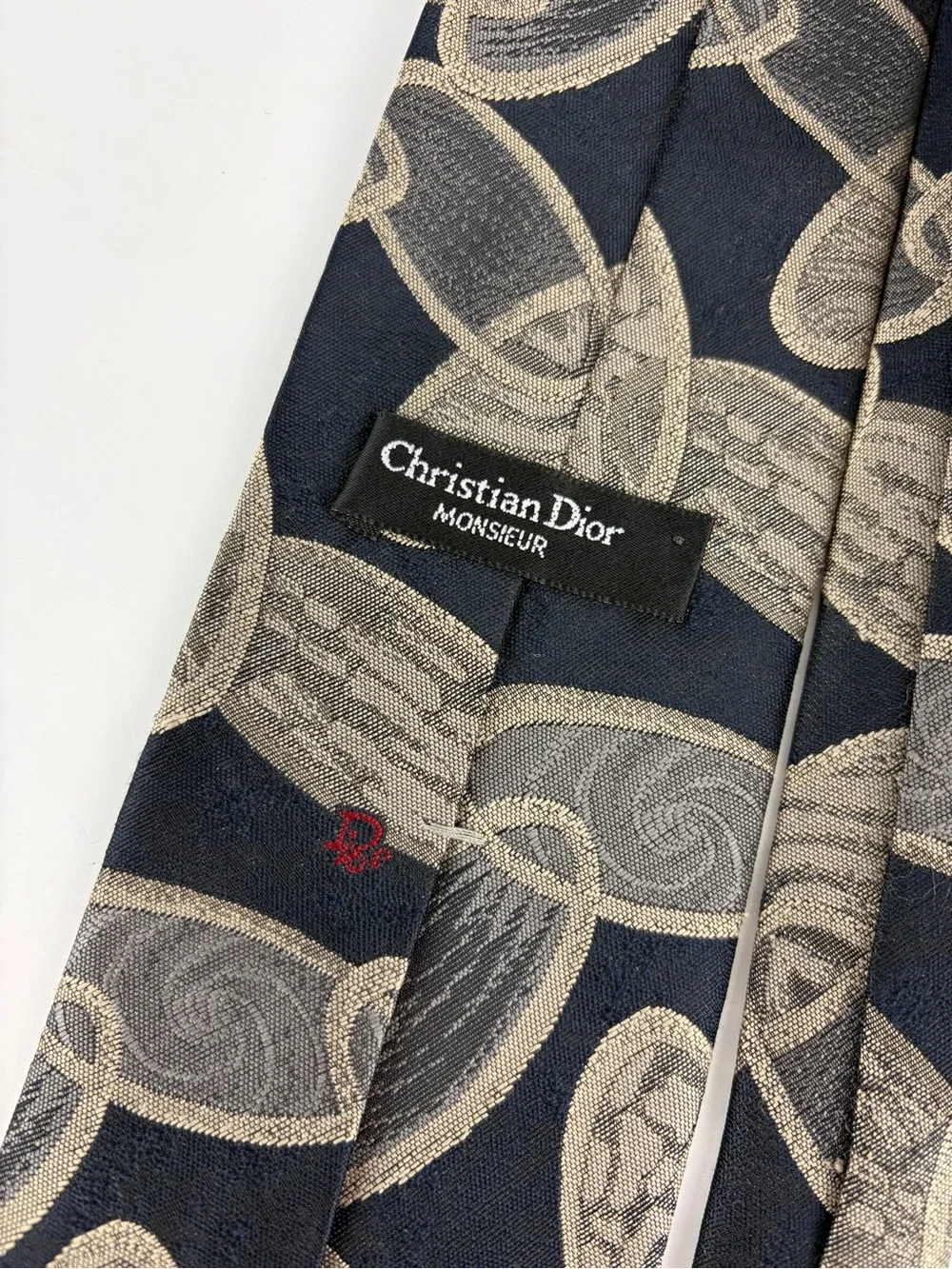 Christian Dior Monsieur Tie Oval Abstract Design Silk Necktie